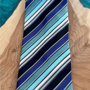 Alexander Julian Navy, Teal & Aqua Striped Silk Tie